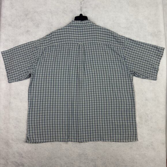 Big Dogs Men’s 4X Plaid Shirt Blue Cotton Button Front Short Sleeve Casual - Picture 7 of 9